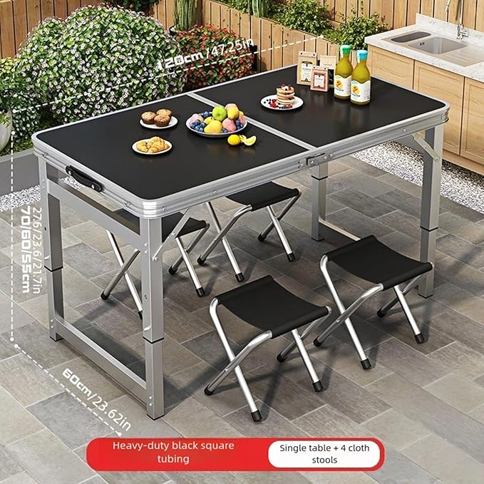 Camping Table Folding Portable Camp Aluminum Lightweight Table Adjustable Height Indoor Outdoor for Camping Picnic Backyard BBQ Patio