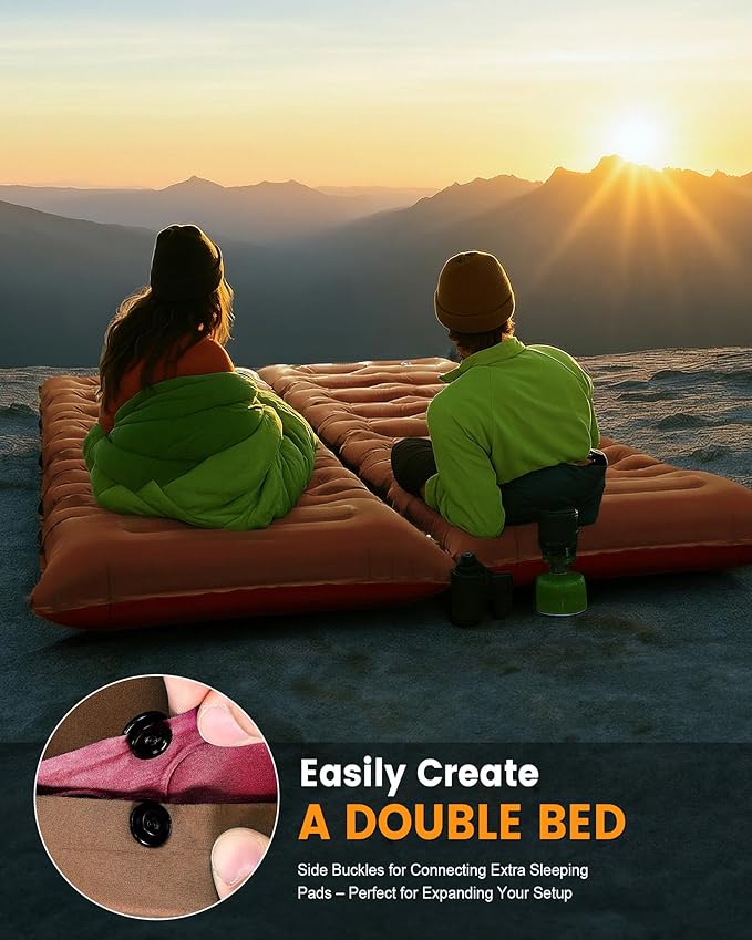 Camping Sleeping Pad5.9 Inch Thick Camping Mat with Built in Pillow and Foot PumpSelf Inflating Sleeping Pad for Camping Backpacking（Green