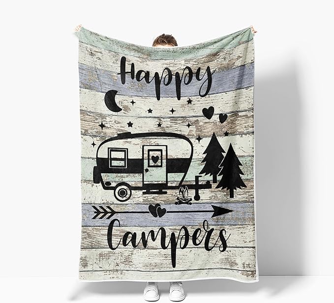 Travel Throw BlanketOutdoor Throw Blanket Camping Blanket for Women Men Kids Adults Blankets Gift for Camping Lovers Camping Decor for Bedding RV Campsite Hiking