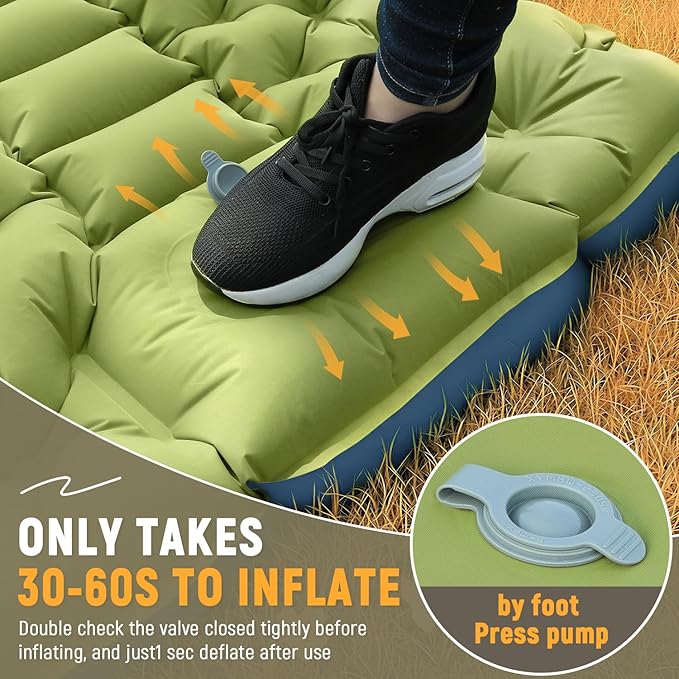 Camping Sleeping Pad Ultralight Camping Mat with Built-in Foot Pump Comfortable Sleeping Mat for Backpacking Car TravelingTentand Hiking