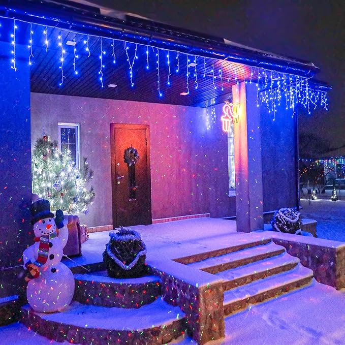 Icicle Christmas Lights Outdoor 132ft 1280 LED Icicle Lights for Outside Plug in Twinkle Lights Indoor with 8 Modes Timer Waterproof for House Holiday Decor Wedding Christmas Decorations Blue