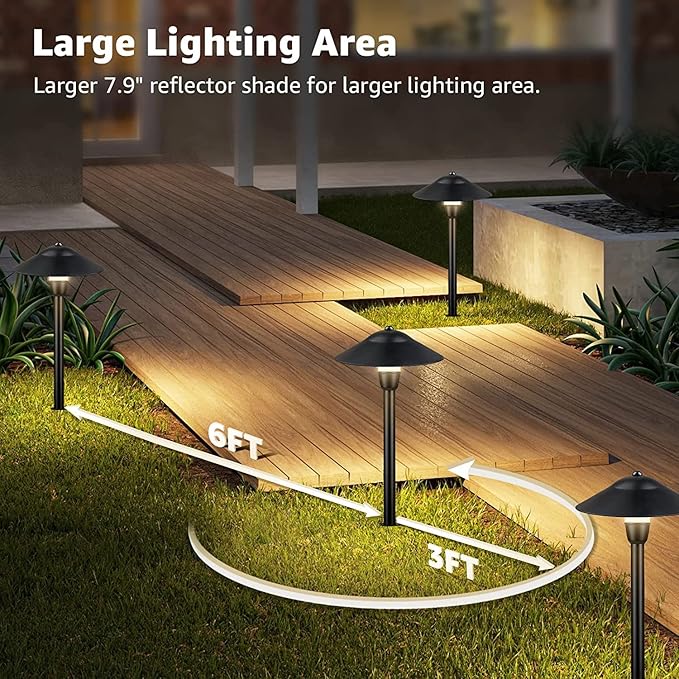 SUNVIE LED Pathway Lights Low Voltage 12-24V 3W Landscape Lighting 3000K Low Voltage Landscape Lights IP65 Waterproof Aluminum Path and Area Light for Outdoor Yard Garden Walkway 2 Pack