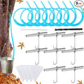 30 Pcs Maple Syrup Taps Kit Include 8 Pcs Taps Spiles with Hooks 4 Pcs Filtering Funnel 1 Pcs Drill Bit 8 Pcs Blue Food Grade Maple Syrup Tubing With 1 Pcs Spile Cleaning Brush