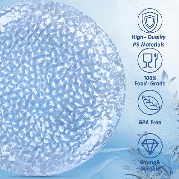 Rubtlamp 60Pcs Easter Plastic Blue Plates Heavy Duty Disposable Plates Blue Hammered Party Plate Include 30 Dinner Plate 30 Dessert Platos Fancy Disposable Platos For St Patricks Day