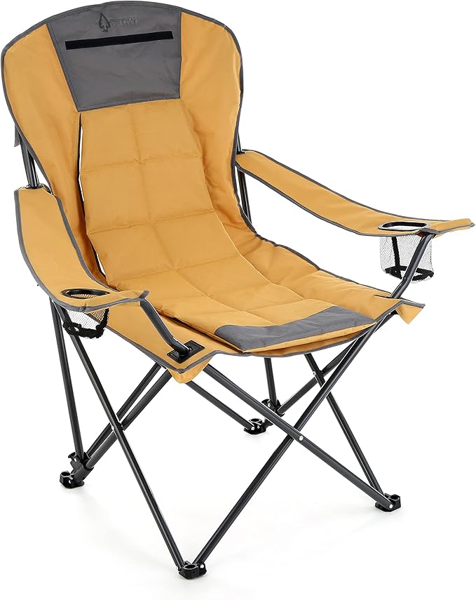 Arrowhead Outdoor Portable Folding Hybrid 2-in1 Camping Chair Adjustable Recline Vent Padding Cup Holder &amp Storage Pouch Heavy-Duty Oversize Supports 300lbs Includes Bag USA-Based Support