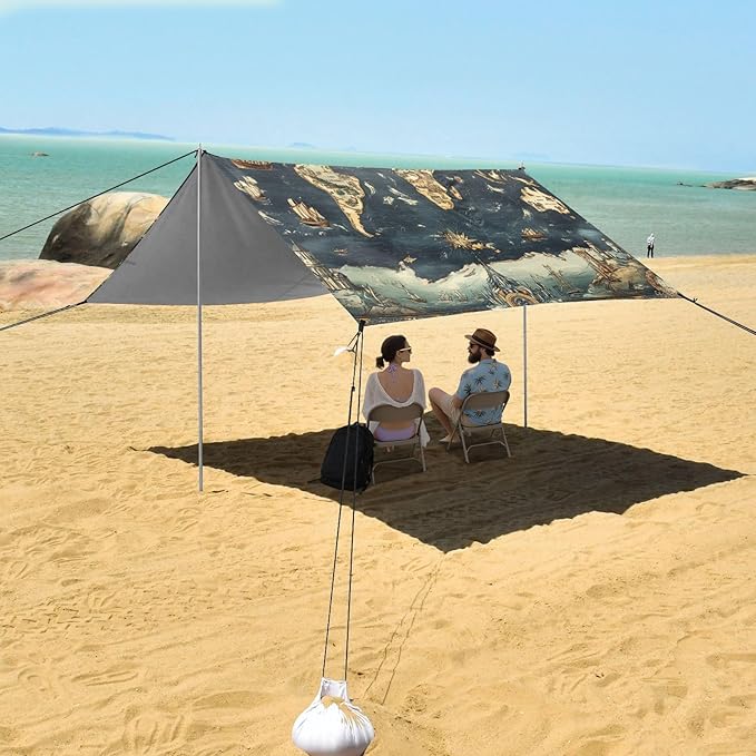 Beach Tent Sun Shelter Adventure Map Lightweight &amp Easy Setup Beach Shade Canopy for Camping Fishing
