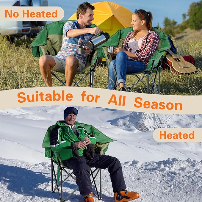NAIZEA Heated Massage Camping ChairsHeated Outdoor Chair w/3 Heating Mode Oversized Heated Chair for Adults Heavy Duty Folding Camping Chairs for CampFishing Sports EventsNOT Included Battery