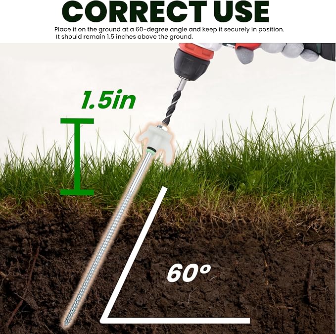 20 Pack 10 Screw in Tent Stakes Heavy Duty Glow in The Dark Metal Stakes with Hex Head Driver Ground Anchors for Camping Patio Awning Canopy and Windy Conditions