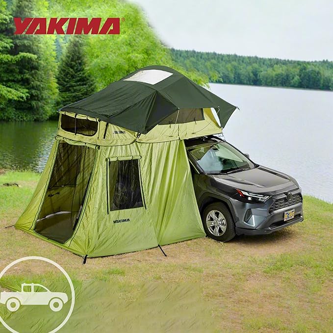 Yakima SkyRise SL Annex Wall Additional Room Enclosure for SkyRise SL Rooftop Camping Tents with Stakes Windows and Storage Duffel Bag Green