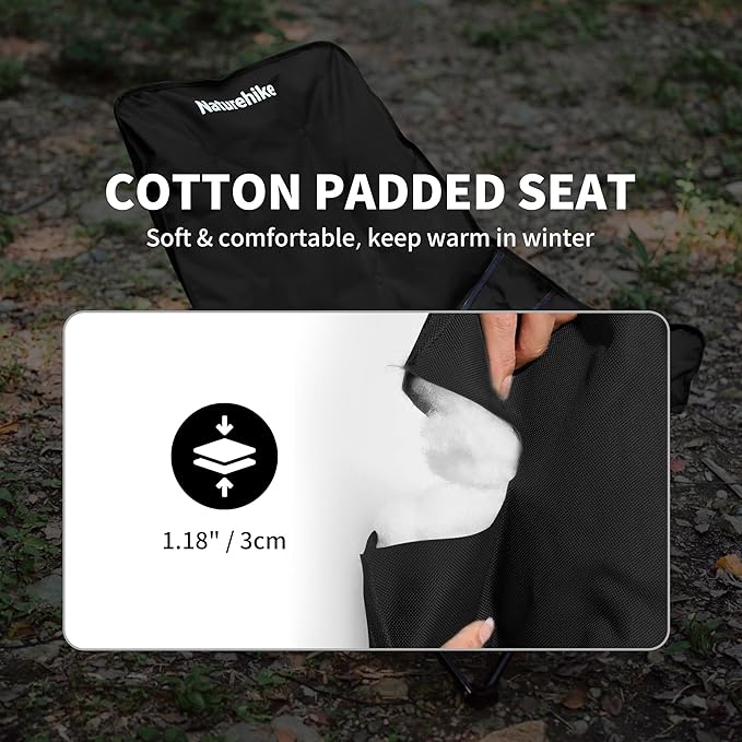 Naturehike Seastar Padded Camping Chair Oversized 2-Position Adjustable Folding Chair Portable Camp Chair with Side Pocket &amp Carry Bag