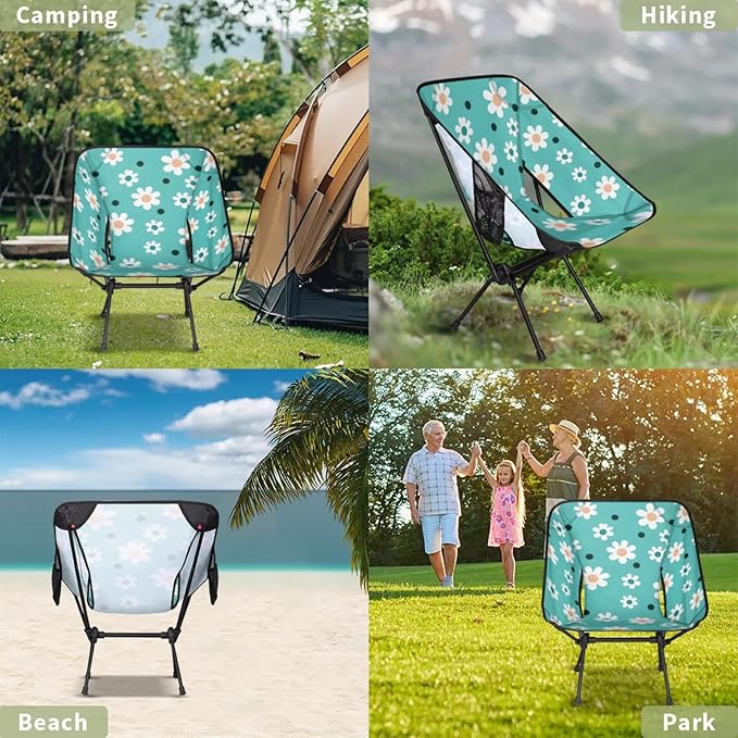 Honeybaby Folding Camping Chair Floral Flower Camping Chairs Lightweight Portable Chair Outdoor Foldable Chairs for Camping Travel Picnic Beach Hiking