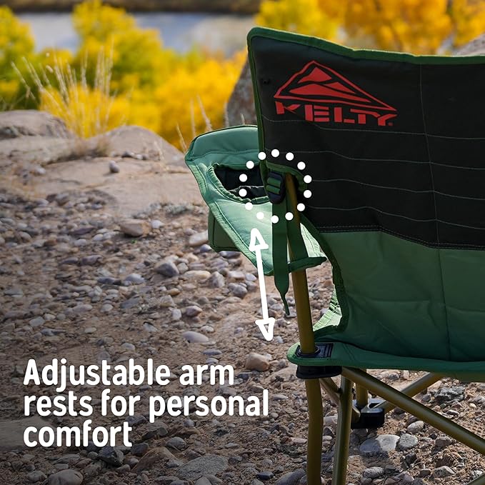 Kelty Low Loveseat Oversized 2-Person Heavy Duty Folding Camp Chair Double Seat for Soccer Games Tailgating Beach Days (Low Height/Deep Lake)