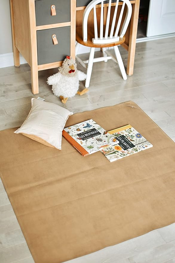 Uniklook Vegan Leather Reversible Multipurpose Paly mat Kids Infant Picnic Blanket - Waterproof Baby Splat mat for High Chair Sand Proof Beach Blanket Indoor Outdoor (Hunter Tan)