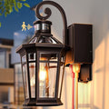 Motion Sensor Porch Light with GFCI Outlet Oil Rubbed Bronze Outdoor Light Fixture with Outlet Anti-Rust Exterior Wall Light Lantern Waterproof Outdoor Sconces Wall Lighting for Garage Home