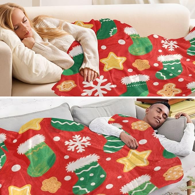 Throw Blankets For Couch Merry Christmasgreen Christmas Stockings Girl Throw Blanket 50 x 70 Inch