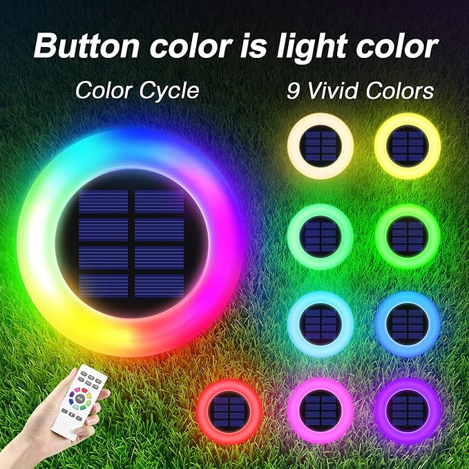 Solar Lights Outdoor Color Changing Colorful Solar Garden Lights for Outside 2 Pack Multicolored Solar Pathway Lights Auto On/Off Yard Lights for Lawn/Walkway/Driveway