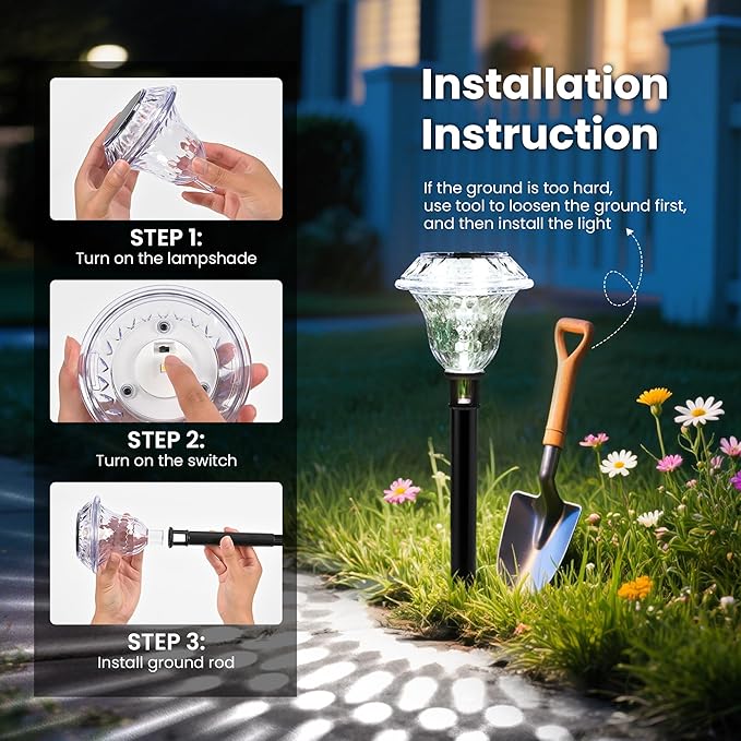 Solar Pathway Lights Garden Decor for Yard Solar Garden Lights for Outside Waterproof Landscape Lighting Garden Decorative for Walkway Driveway Yard Landscape Lawn (8 Pack Cold White)