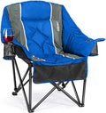 Oversized Camping Chair for Adults - Heavy Duty 400 lbs Padded Folding Chair with Wine Glass Holder 2 Cup Holders &amp Side Pockets Portable Carry Bag for RV Tailgating Lawn