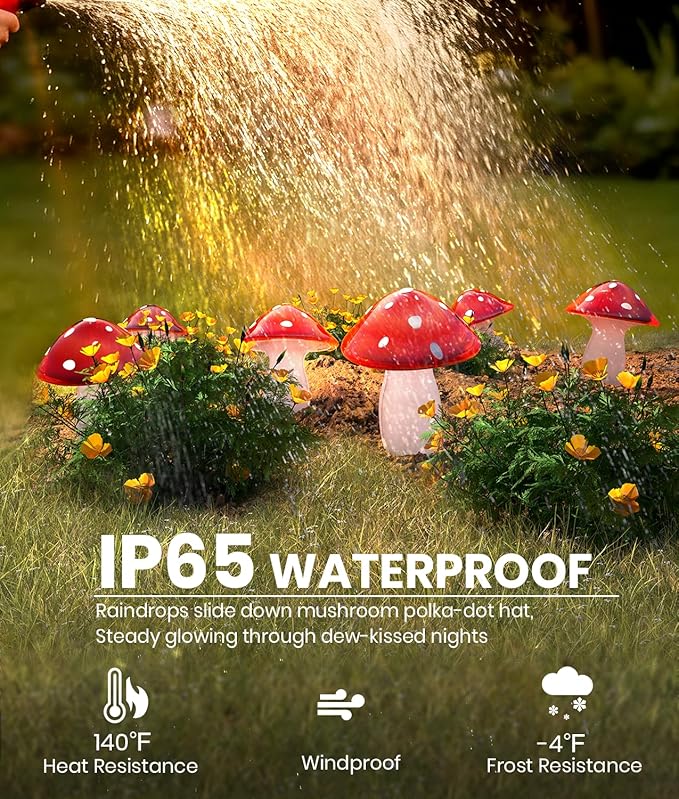 18 Pack Solar Mushroom Lights Outdoor Garden Outdoor Decor 8 Lighting Modes IP65 Waterproof Crystal-Clear Fairy Decoration for Pathway/Yard/Flower Bed/Patio/Landscape/Backyard/Dwarf String 2×30FT