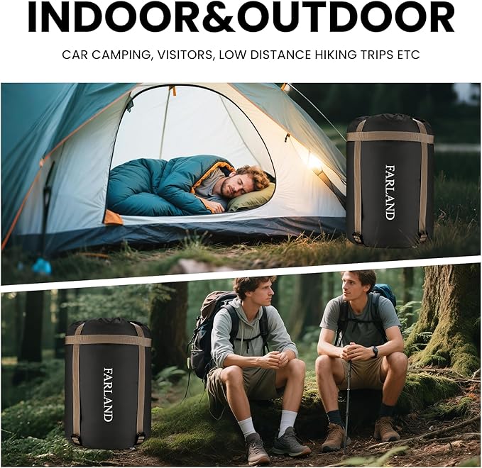 FARLAND Sleeping Bags 30℉ for Adults Teens Kids with Compression Sack Portable and Lightweight for 3-4 Season Camping HikingWaterproof Backpacking and Outdoors