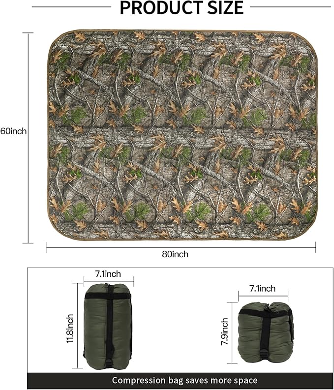 LOOGU Camo Blanket Waterproof Insulation Poncho Liner for Outdoor Camping Hiking Hunting Survival Backpacking Picnicking