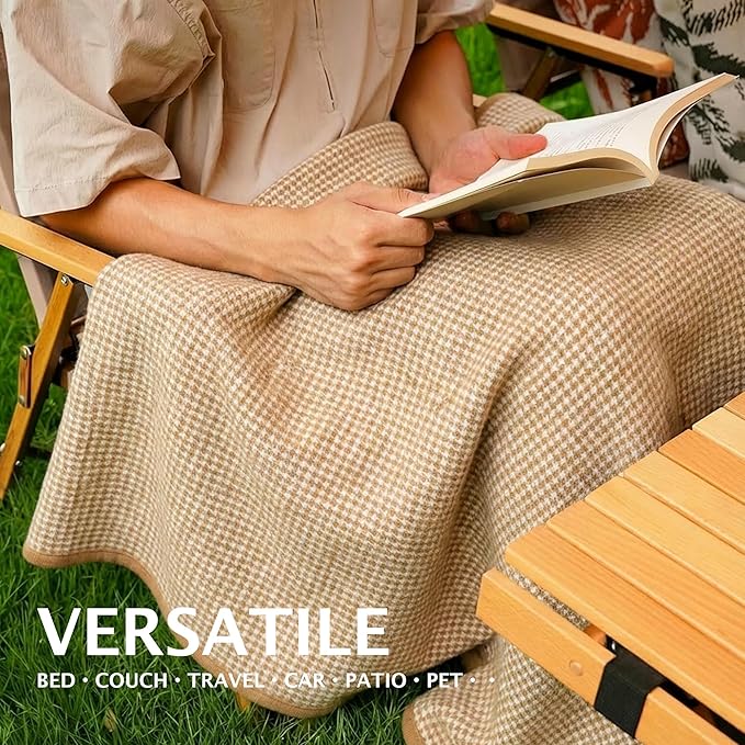 PuTian Merino Wool Camp Blanket - 36 x 63 Great for Bed Couch Camping Outdoors Travel Emergency -Large Warm Soft Washable Wool Throw