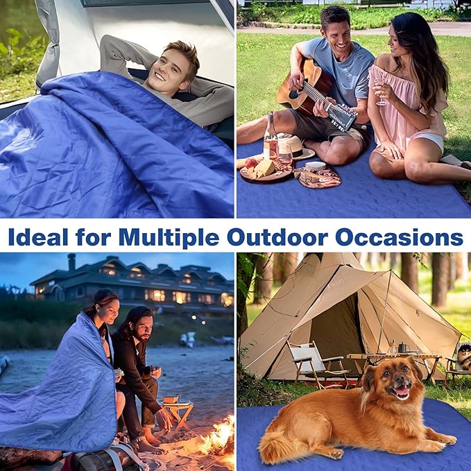 Outdoor Waterproof Camping Blanket Foldable Fleece Stadium Blanket for Outdoor Sports Event Camping Picnics