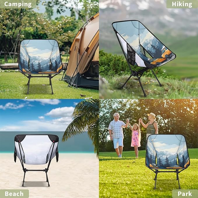 Honeybaby Folding Camping Chair Mountain Forest Car Camping Chairs Lightweight Portable Chair Outdoor Foldable Chairs for Camping Travel Picnic Beach Hiking