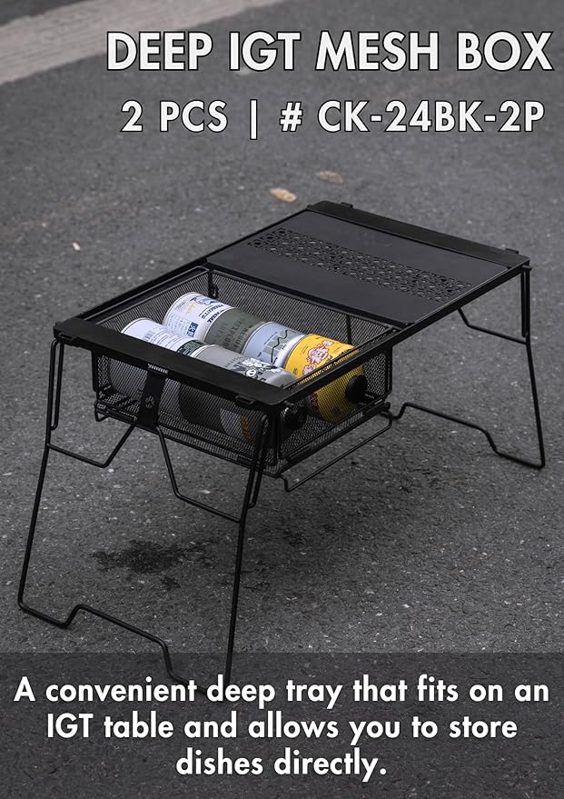 camping moon 2-pack IGT Mesh Box Bridge Table Tray Storage Case CK-24BK-2P