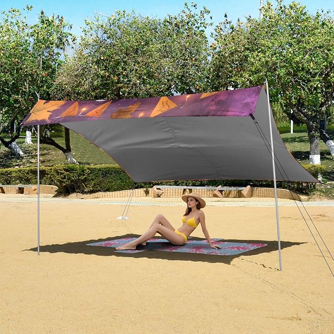 Beach Tent Sun Shelter Highland Cow Ghost Lightweight &amp Easy Setup Beach Shade Canopy for Camping Fishing