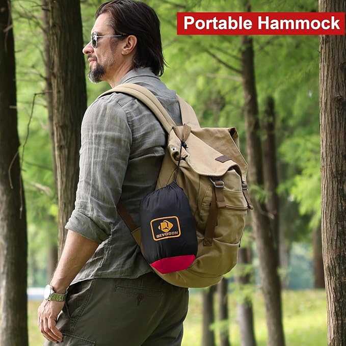 Camping Hammock with NetPortable Lightweight Double Hammocks with Tree Straps and Solid D-Shape CarabinersParachute Nylon Hammock for Backpacking Beach Backyard Patio Hiking Black&ampRed