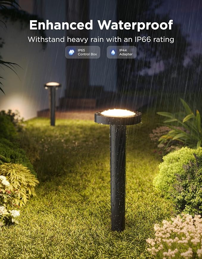 Govee Outdoor Pathway Lights 2 IP66 Waterproof Patio Lights 60+ Scene Modes Landscape Lighting for Yard Garage Garden Lawn Outdoor Decor Works with Alexa Google Assistant Matter Wired 4 Pack