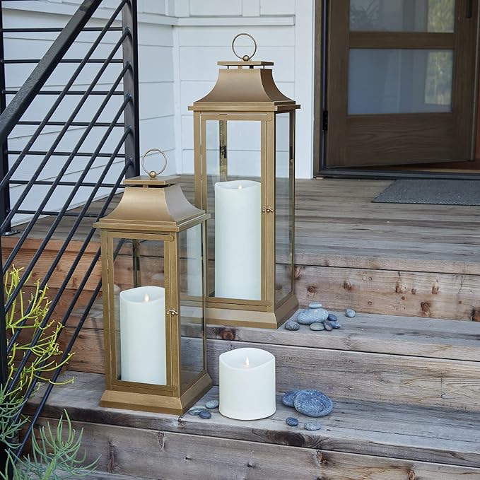 Luminara Realistic Artificial Moving Flame Outdoor Pillar Candle IPX4 - Moving Flame LED Battery Operated Lights for Outside Christmas Halloween - Remote Included - Ivory - 6 x 6