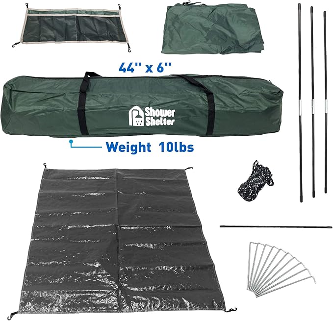 EasyGo Product Shower Shelter – Giant Portable Outdoor Pop UP Camping Shower Tent Enclosure – Changing Room – 2 Rooms – Instant Tent – 7.5' Tall x 4' Deep x 7.5' Wide Green