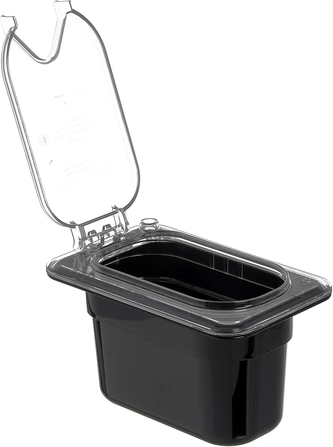 Carlisle FoodService Products Storplus Food Storage Container Food Pan Chafing Pan for Catering Buffets Restaurants Polycarbonate (Pc) 1/9 Size 4 Inches Deep Black (Pack of 6)