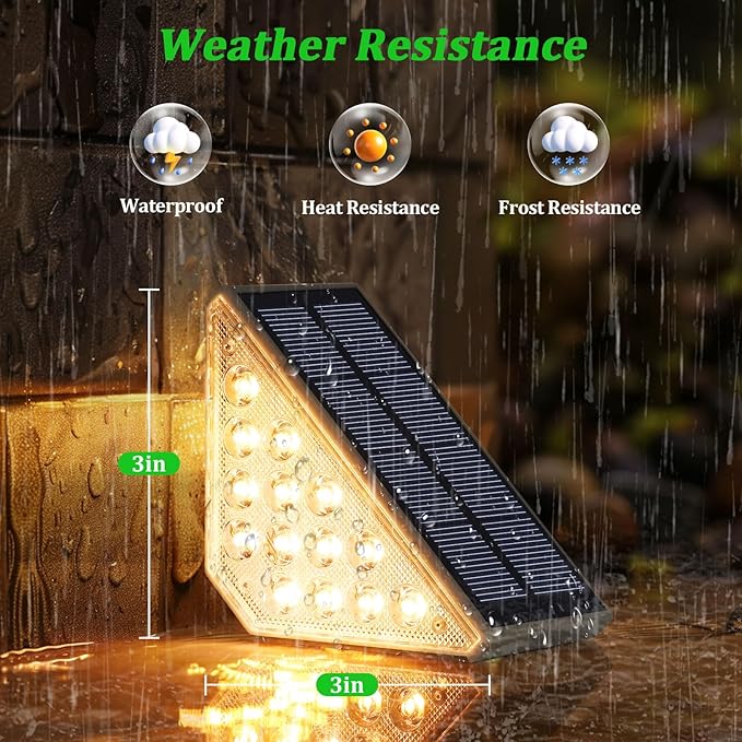 Bosceos 12-Pack Solar Step Lights Upgraded 2 in 1 LED Solar Powered Stair Light Waterproof Outdoor Deck Lights with 2 Colors Solar Light for Outside Sidewalk Yard Patio Warm White &amp Cool White