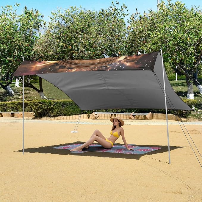 Camping Sun Shelters Majestic Lion Walking Through Grand Gate Beach Canopy 126 * 110.2in