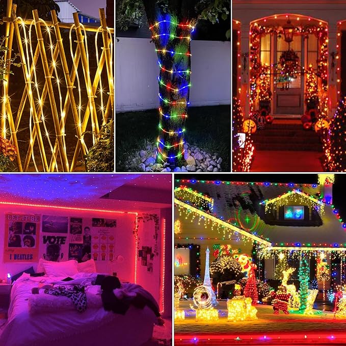 164Ft Rope Lights Outdoor 500 LEDs 18 Colors Changing String Lights Plug in with Remote IP68 Waterproof Twinkle Fairy Light Rope Lighting Indoor for Bedroom Patio Christmas Halloween Decor
