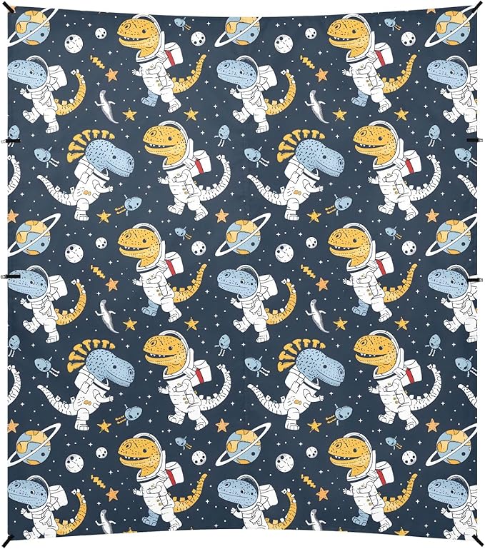 Camping Sun Shelters Astronaut Dinosaur Stars Planet in Space Beach Canopy 126 * 110.2in