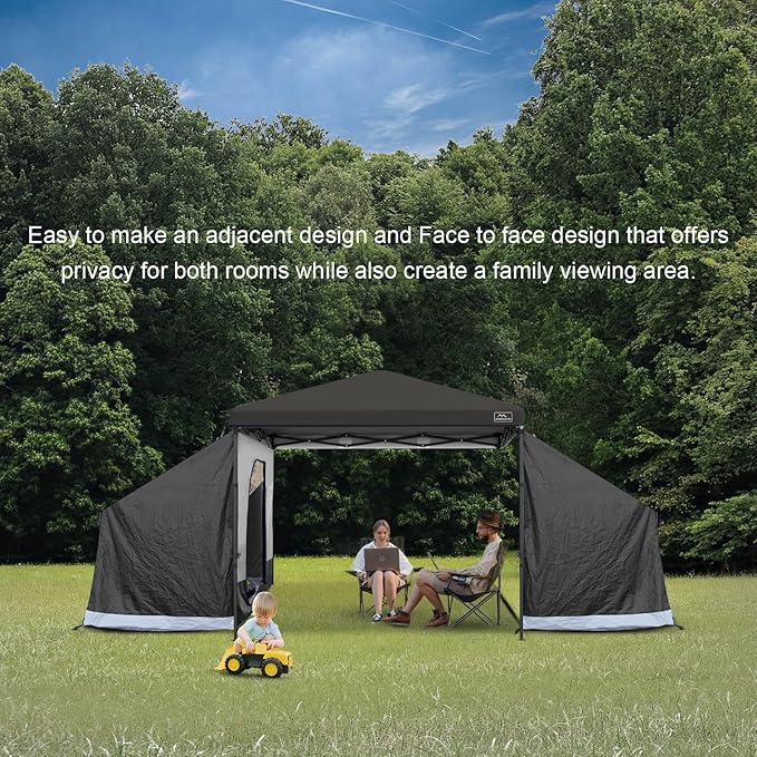 KAMPKEEPER Side TentCamping Tent for 10' x 10' Pop Up Canopy Easy Set Up GazeboCompatible with 10' Wide Canopy Tents (Black)