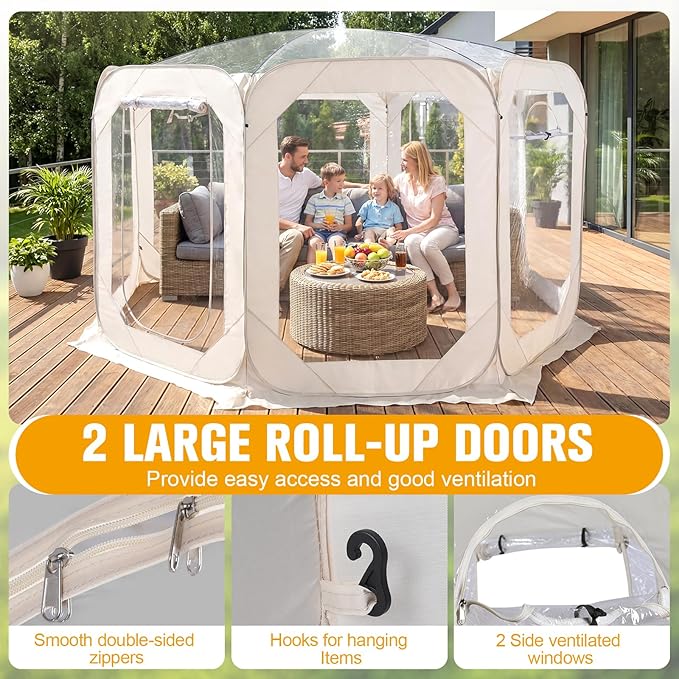 Bubble Tent with Rain Cover &amp Storage Bag 12x7ft Transparent Igloo Tent Dome for 6-8 Person Bubble House for Camping Backyard Party Stargazing