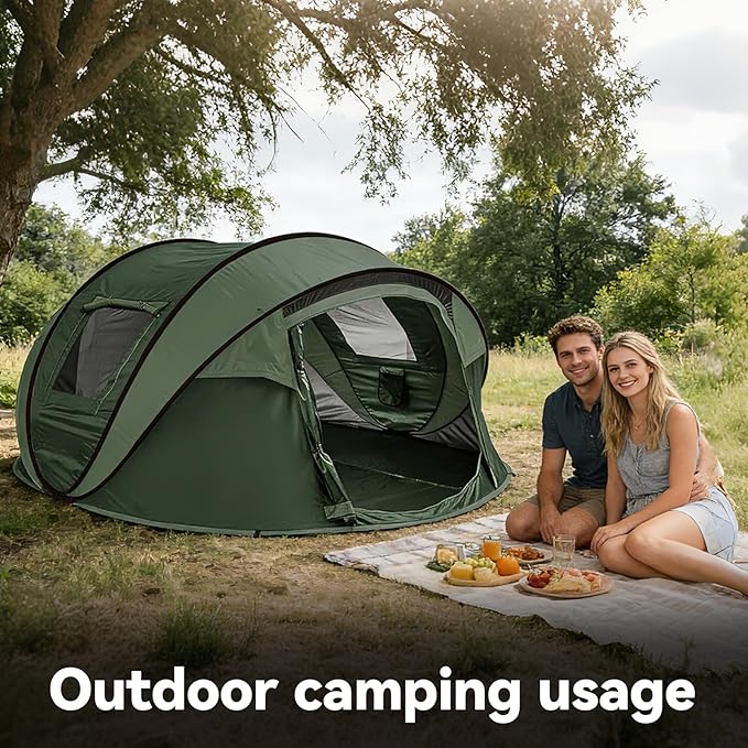Instant Pop Up Tents for Camping 4/6 Person Easy Pop Up Camping TentsAutomatic Set Up Tent in 3 SecondsWaterproof Sunshade Family TentLightweight Dome Tent for Outdoor CampingHiking &amp Beach