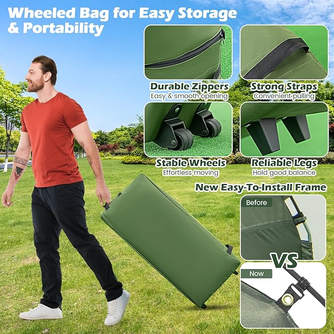 Tangkula 5-in-1 Tent Cot Combo With Awning Air Mattress Sleeping Bag Pillow Elevated Single Tent With Carrying Bag for Outdoor Camping Hiking Picnic Travel