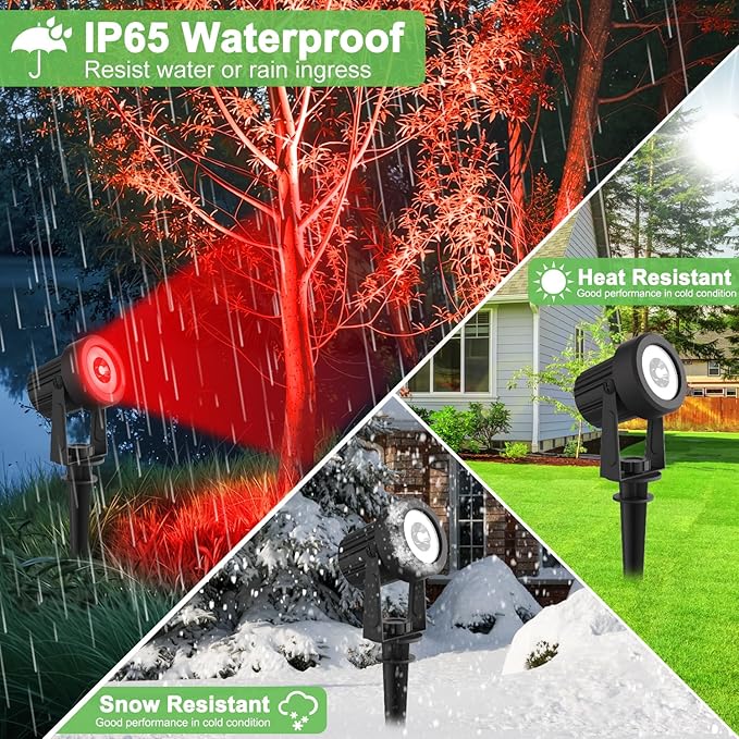Solar Spotlights Outdoor Waterproof RGB Landscape Spotlights Christmas Decorative Solar Spot Lighting for Garden Yard Pathway Lawn Poolside Party 2-in-1 Mounted (RGB 2 Pack)