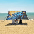 ALAZA Howling Wolf Fire Painting Beach Tent Sun Shelter UPF50+ Protection Beach Shade Canopy w/ 4 Sandbags for Outdoor Camping Fishing Backyard Fun Picnic 10x9 ft