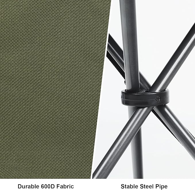 18 Folding Tripod Stool for Adults Heavy Duty Lightweight Portable Three Leg Tall Camping Stool Collapsible Backpacking Tripod Seat Chair for Fishing Hunting Support 225 lbs Green