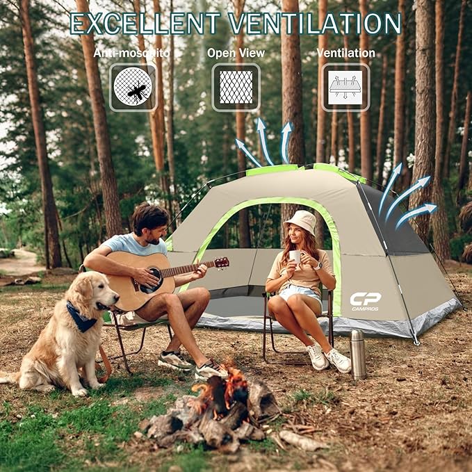 Tents for Camping 4 Person Tent Waterproof Windproof Double Layer Camping Tent Easy Setup Dome Tent with Large Mesh Windows &amp Wider Door for Outdoor Camping &amp Hiking