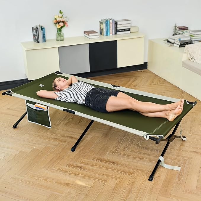 EVER ADVANCED Extra Wide Camping Cot for Adults Oversized XXL Sleeping Cots Folding Cot Bed with Carry Bag 84.3 L x 41.9 W Support to 550 lbs