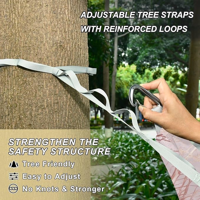 OTVEE Camping Hammock Blush Tree Art Portable Hammocks 500lb Upgraded Thickened Durable Single Hammocks with Tree Straps &amp Travel Bag for Camping Outdoor Indoor Patio Backyard