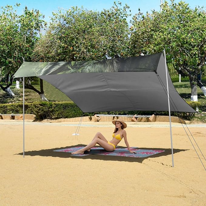 ALAZA Wolf of Forest Beach Tent Sun Shelter UPF50+ Protection Beach Shade Canopy w/ 4 Sandbags for Outdoor Camping Fishing Backyard Fun Picnic 10x9 ft